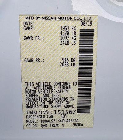 2020 Nissan Altima 2.5 SR