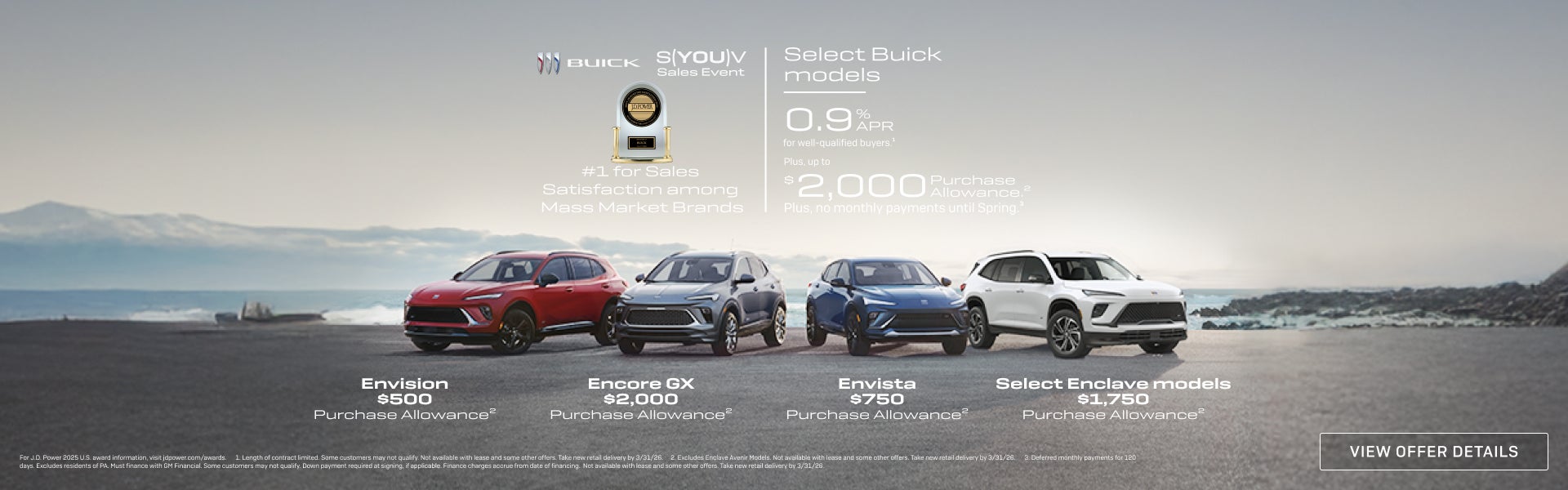 0.9% APR
FOR WELL-QUALIFIED BUYERS.1

Plus, up to $2,000 PURCHASE ALLOWANCE.2

Plus, no monthly p...