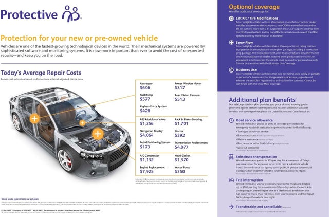 Protective Vehicle Service Protection Plans - Protection for your new or pre-owned vehicle, Details for modern repair costs, optional coverage and plan benefts